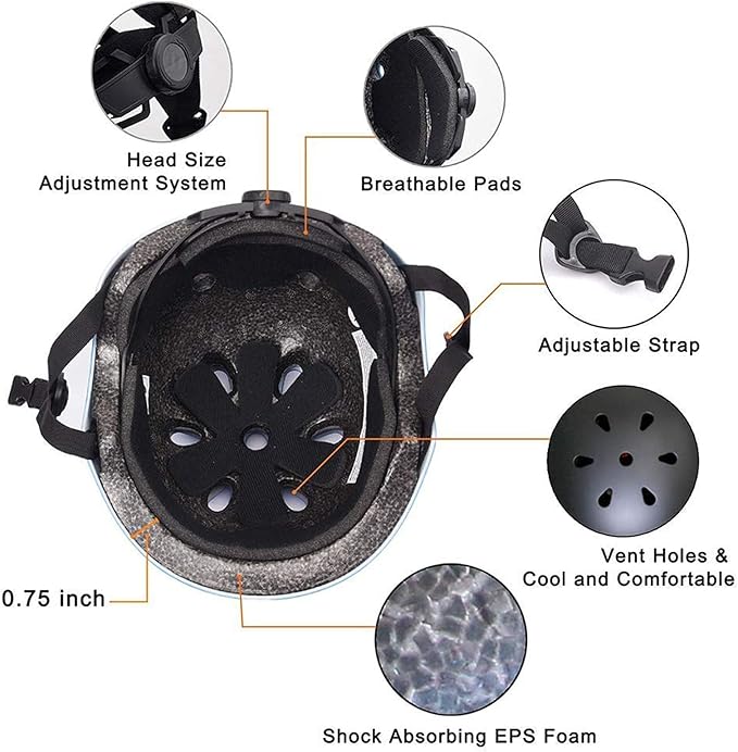 BURSUN Kids Bike Helmet Ventilation & Adjustable Toddler Helmet for Ages 2-14 Kids Boys Girls Multi-Sport Helmet for Skateboard Roller Skateing Bicycle Scooter blance Bike