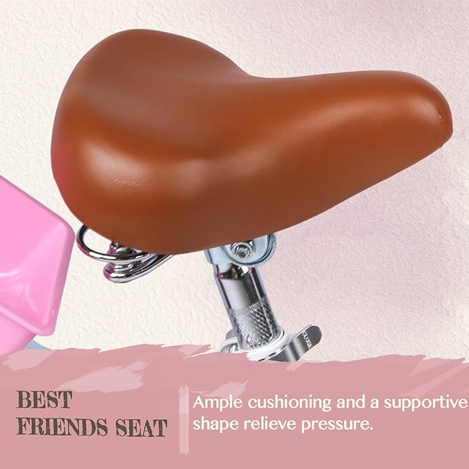 Glerc Sasha Girls Bike, 12-20 Inch Kids Bike for Children Ages 2-13 Years, Kids Bicycle with Doll-Seat & Basket & Training Wheels, Multiple Colors