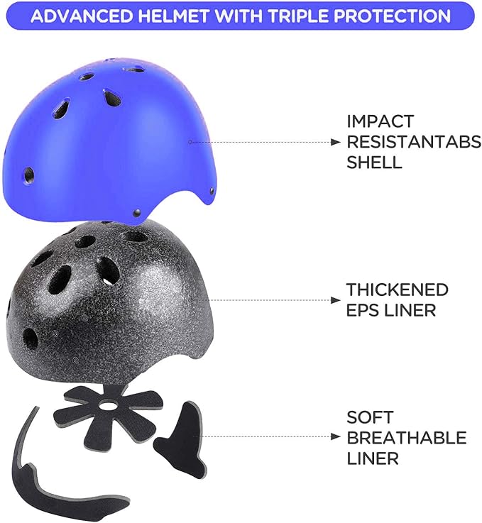 Kids Bike Helmet Set, CPSC Certified with Knee Pads Elbow Pads Wrist Guards,Adjustable Helmet for Ages 3-5-8-15 Toddler Kids&Youth,Bicycle Skateboarding…