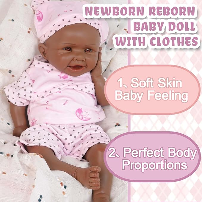 19.49 in Full Silicone Reborn Baby Dolls, 1:1 Lifelike Newborn Dolls Non Vinyl Realistic Reborn Toddler Dolls Boy Washable Sleeping Doll