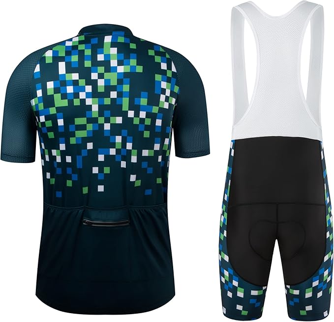 Coconut Ropamo CR Men's Cycling Jersey Set Road Bike Jersey Zipper Pocket Bib Shorts with 4D Padded Cycling Clothing Set