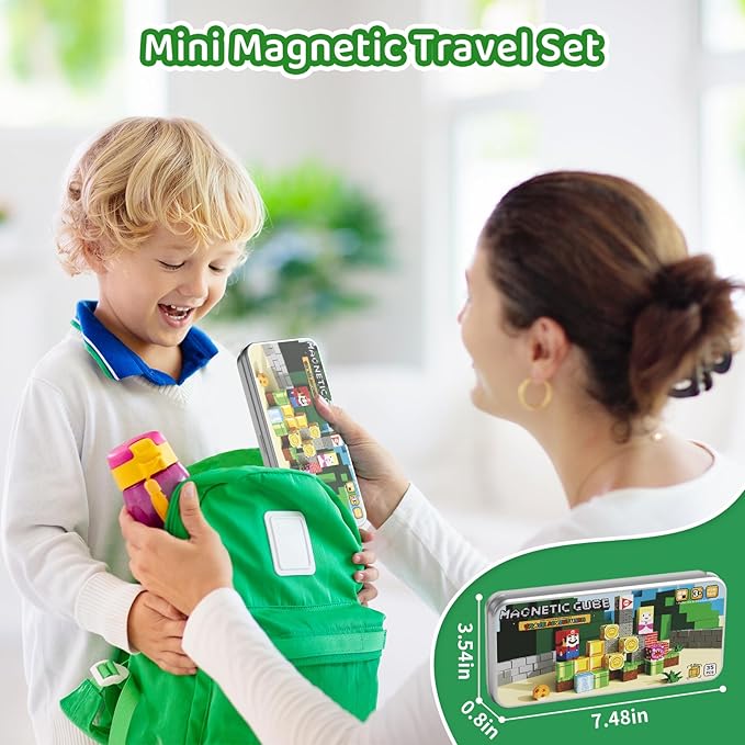 Magnetic Building Toys for Kids Ages 4-8, STEM Magnet Travel Cubes Construction Set with Storage Box, Educational Birthday Gifts Magnet Blocks for Toddlers 3 4 5 6 7 8+ Year Old Boys & Girls