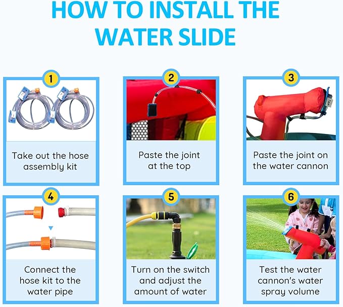 Inflatable Bounce House with Double Slide, Water Bounce Castle with Slide,Water Slide with Splash Pool, Water Cannon, Climbing Wall, Basketball Hoop, Backyard Water Slide for Kids