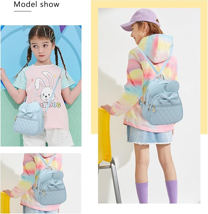 KL928 Girls Mini Backpack Bowknot Polka Dot Cute Small Daypacks Convertible Shoulder Bag Purse for Women