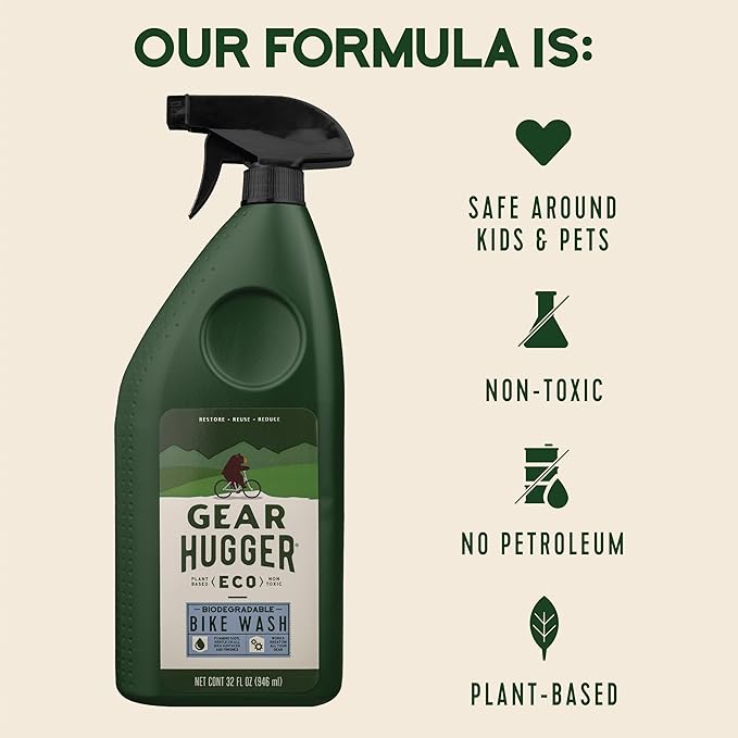 Bike Wash Spray (32 oz, Pack of 1) – Eco-Friendly Cleaner Spray, Wash Soap with Natural Saponins & Eucalyptus – Safe for All Bikes, Anti Corrosion Spray