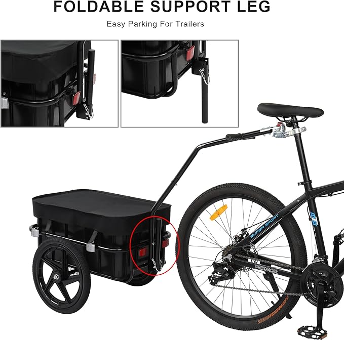 PEXMOR Bike Cargo Trailer with Removable Box & Waterproof Cover, Bicycle Wagon Trailers with 16" Wheels & Quick Release Universal Coupler, Large Loading Bike Trailer Storage Cart with Reflectors