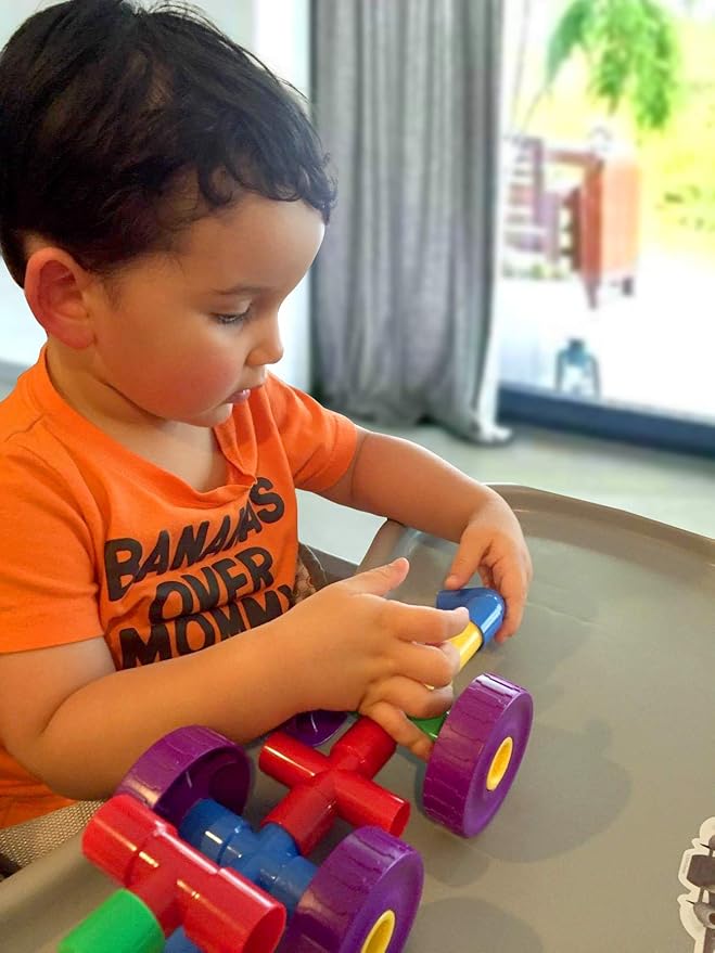 Skoolzy STEM Learning Pipe Tube 29 Piece Toys_and_Games Set, Educational Construction Building Blocks for ADHD & Autism for Baby, Kid Includes Wheels Pipes Joints and eBook