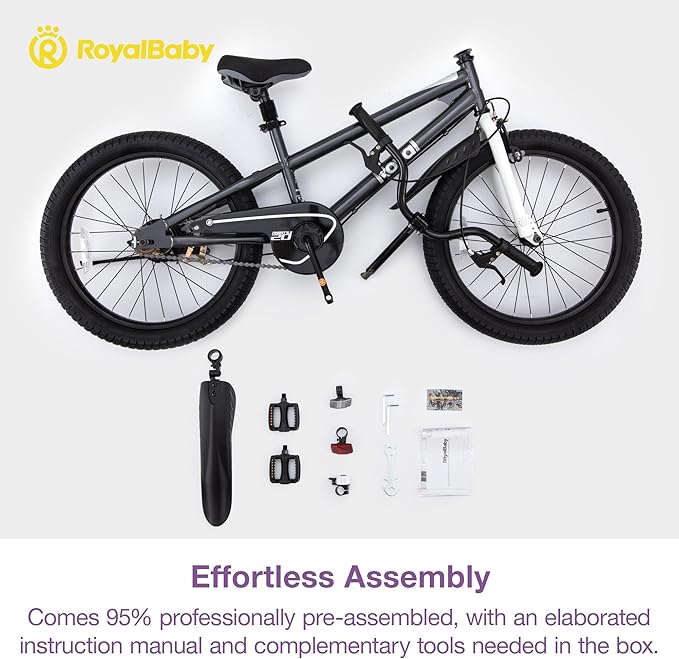 RoyalBaby Kids Bike EZ Balance to Pedal Dual Handbrake Toddlers Boys Girls Bicycle 12-20 Inch for Age 3-10 Years