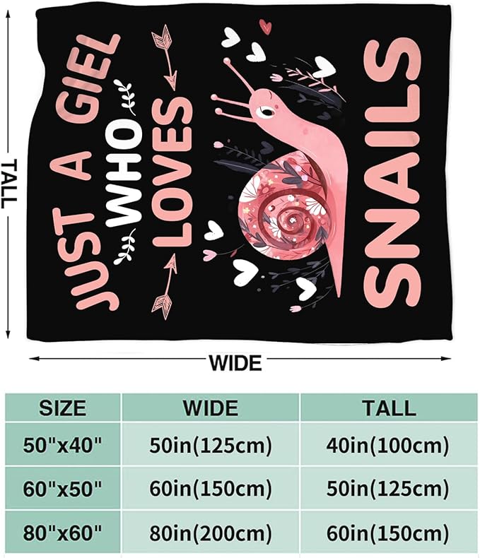 Snails Blanket Gifts for Girls Women Snail Stuff Throw Blankets Cozy Plush Fleece Flannel Fuzzy for Bed Decor 80"X60"