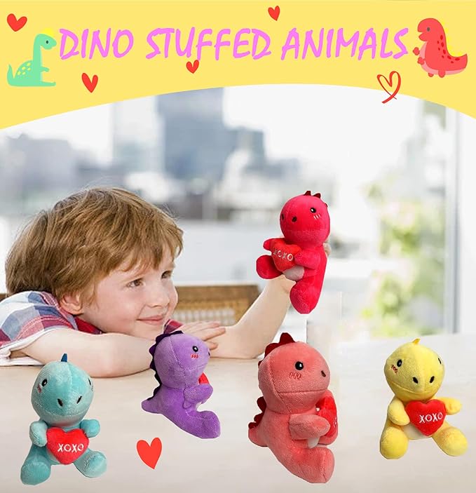 6PCS Cute Dinosaur Plush Toys,Dino Stuffed Animals, Exchange for Boys Girls Toddlers Class Classroom School Christmas Stuffer