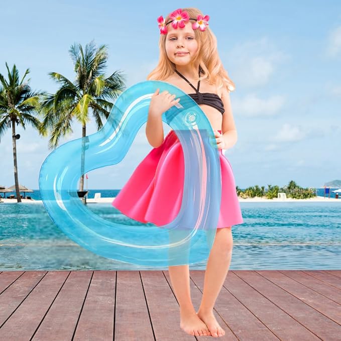 ZHUYNXIR Heart Swimming Pool Float Loungers Tube, Water Fun Beach Party Toys for Kids，Birthday Scene Layout Props.