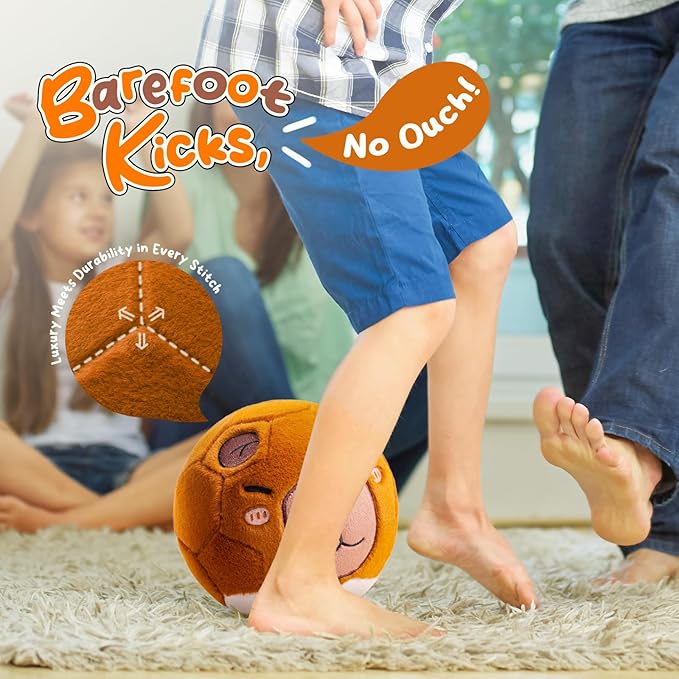 Silent Indoor Soccer Balls for Toddlers, Inflatable Soft Plush Baby Toddler Soccer Ball Toys Gifts for 0+Year Old Boy Girl First Birthday Gift (Capybara, Pump Include)