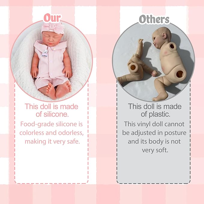 20.67 in Full Silicone Reborn Baby Dolls, 1:1 Lifelike Newborn Dolls Non Vinyl Realistic Reborn Toddler Dolls Boy Washable Sleeping Doll