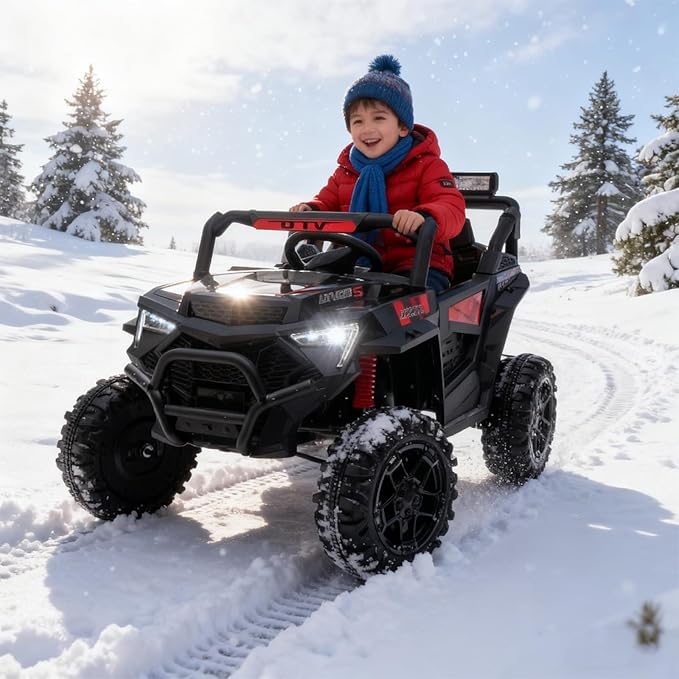 24v Ride On Toys for Big Kids,UTV 2 Seater Ride On Car for Kids,24 Volt Ride On Toys for Boys,W/Remote Control,LED,Music,Bluetooth,4 Shock Absorbers,Toddler 4 Wheeler,Electric Car for(Black)