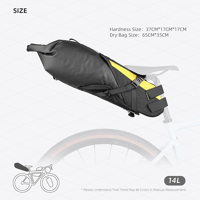 Rhinowalk Waterproof Bicycle Saddle Bag Large Capacity Bike Bag Under seat Bag 2.1L Rainproof Mountain Road Bike Seat Bag Bicycle Bag Professional Cycling Accessories-Black