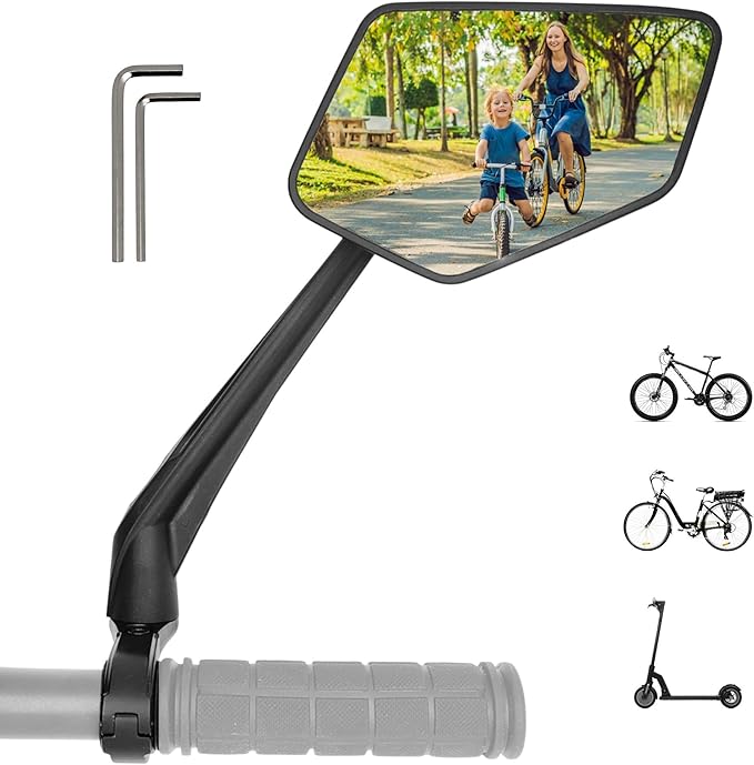 REEZER RS1 - Handlebar Bike mirror, 360° rotatable & foldable, large field of vision, Bicycle rearview mirrors, 0,86" to 1", Reflective RIGHT