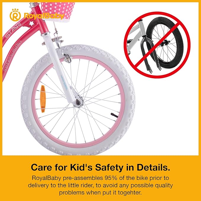 RoyalBaby Girls Bike Classic & EZ Kids Bike, Balance and Pedal Bicycle, 12 14 16 18 20 Inch Toddlers to Big Kids 3-10 Years