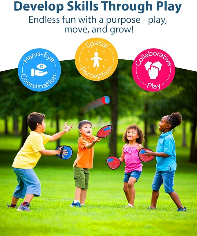 JoyCat Toss and Catch Ball Game Set,Kids Toddler Baseball Glove,Beach Yard Games,Sports&Outdoor Kids Toys,Birthday for 3 4 5 6 7 8 9 10+Year Old Boys Girls