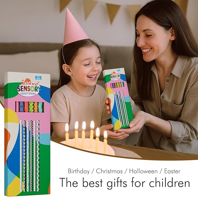 Sensory Fidget Toys for Kids Adults,6PCS Flexible Fidget Sticks for Stress Anxiety Autistic ADHD, Calm Down Travel Airplane Essentials Toys, Stuffers for Teens Kids