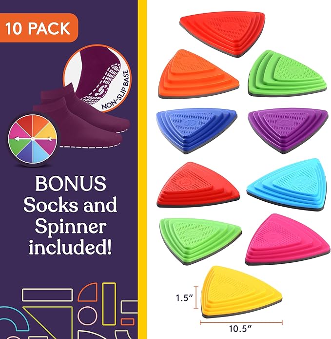 Special Supplies 10 Stepping Stones for Kids Indoor and Outdoor Balance Blocks Promote Coordination, Balance Strength Child Safe Rubber, Non-Slip Edging