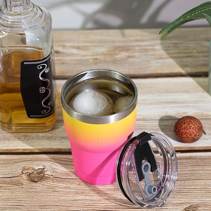 BJPKPK Tumbler With Handle And Straw Lid 10 oz Stainless Steel Insulated Coffee Tumbler Cups For Home, Office or Car,Army Green