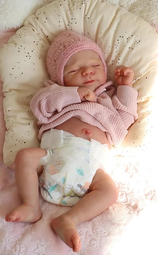 Realistic Reborn Baby Dolls Girl 19 inch Sleeping Lifelike Newborn Baby Dolls, Real Life Baby Dolls with Cute Soft Vinyl Body for Kids Age 3 +
