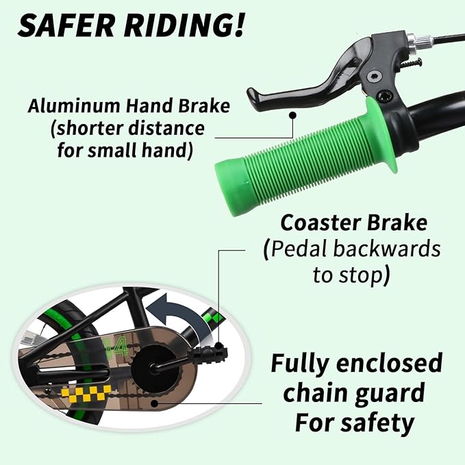 Glerc NuNu 12 14 16 Inch Kids Bike BMX Style for 2-8 Years Old Boys Girls, Toddler Bicycles with Training Wheels & Coaster Brake, Multiple Colors