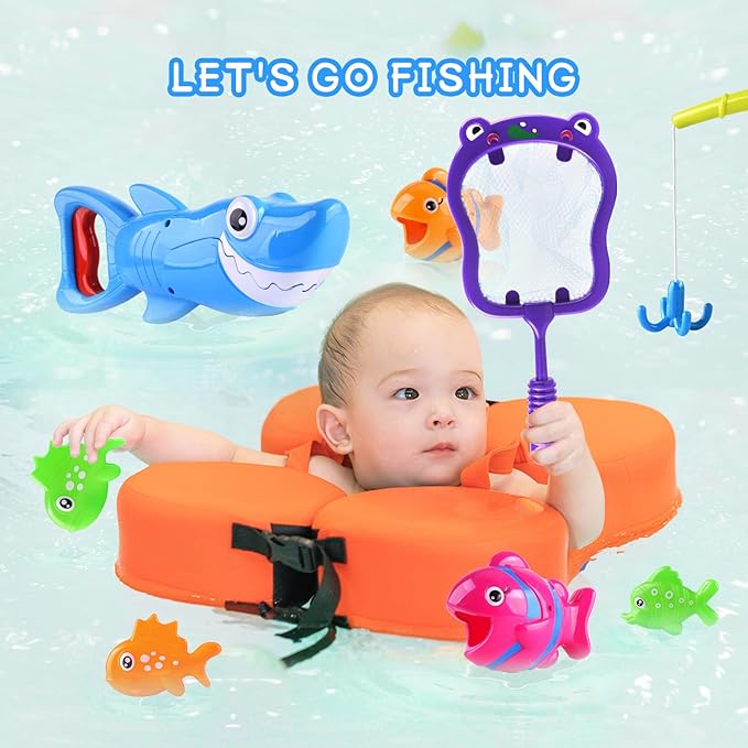 Bath Toys for Kids Shark Fishing Game Set for Toddlers Non-Toxic Bathtub & Pool Toys for Ages 3-8 Fun Swimming Shark Grabber Water Table Mold-Free Bath Time Toys for Boys & Girls