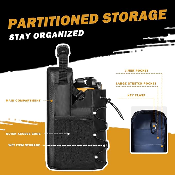 Magnet gym bag for Men and Women,Magnetic Sling Pocket Bottle ，Holds A 40 OZ Mug，Magnetic Water Bottle Holder for GymGym Bag for Gym,Sports, Trave for Cycling(Black)