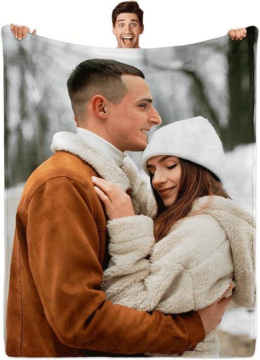 Custom Blanket with Photos, Personalized Blankets with Picture, I Love You Girlfriend Boyfriend Couples Gifts, for Birthday Christmas Women Men Adult Kids Mom Dad Wife Husband