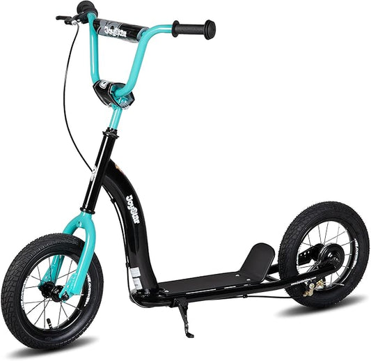 JOYSTAR Kick Scooter for Kids 5+ Teens & Youth, Lightweight Kids Scooter with Adjustable Handlebar, 2 Wheel Scooter for Boys & Girls, 12" Inflatable Wheels Rear Drum Brakes