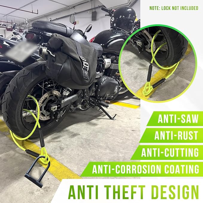 Big & Strong 7/16" Steel Security Cable Lock (7FT/13FT) with Looped Ends Anti-Theft for High-Value Assets, Protection of Motorcycles, Generators, Jobsite Tools, Grills & More