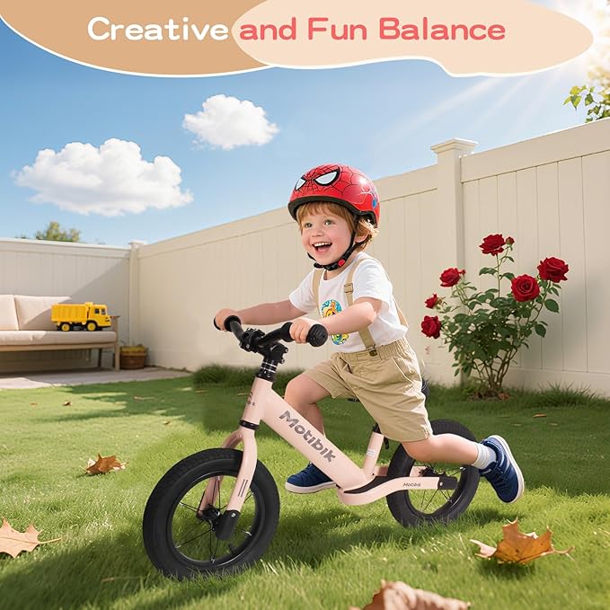 Toddler Balance Bike 3 Year Old,12 Inch Inflatable Rubber Tires,No Pedal Kids Toy Bike for 3-6 Years Old,The Perfect First Bike 3-6 Boys Girls, Multiple Colors