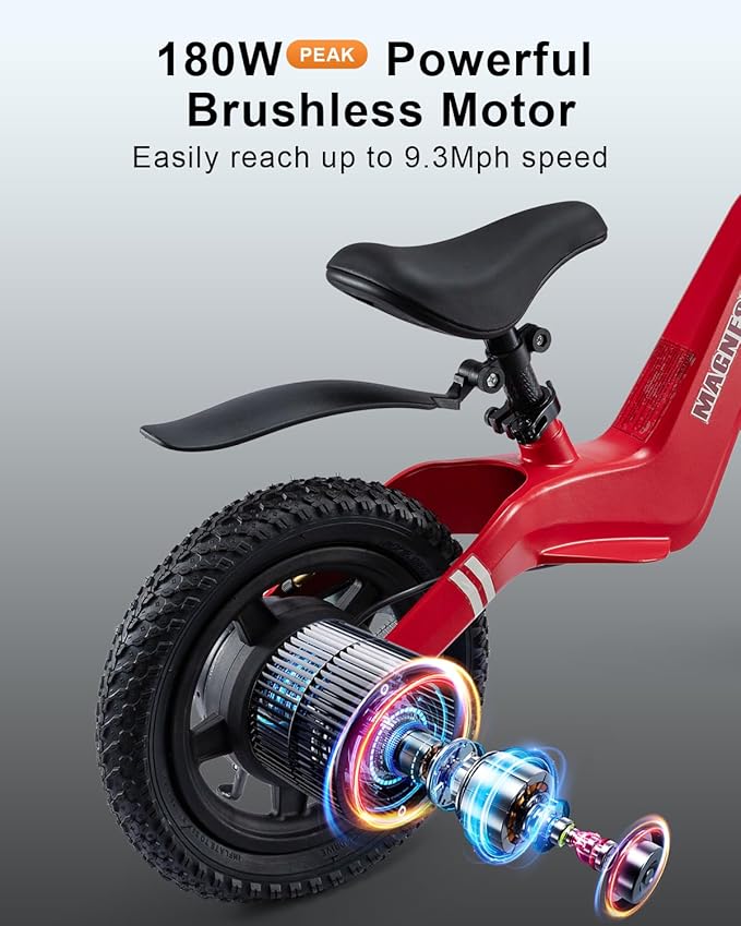 GROWNEER Electric Balance Bike for Kids,12&14-Inch Tires,Ages 3–8,Lightweight Magnesium Alloy Frame,3 Speed Settings Light-up Front Tire & Adjustable Seat, Electric Bike for Kids