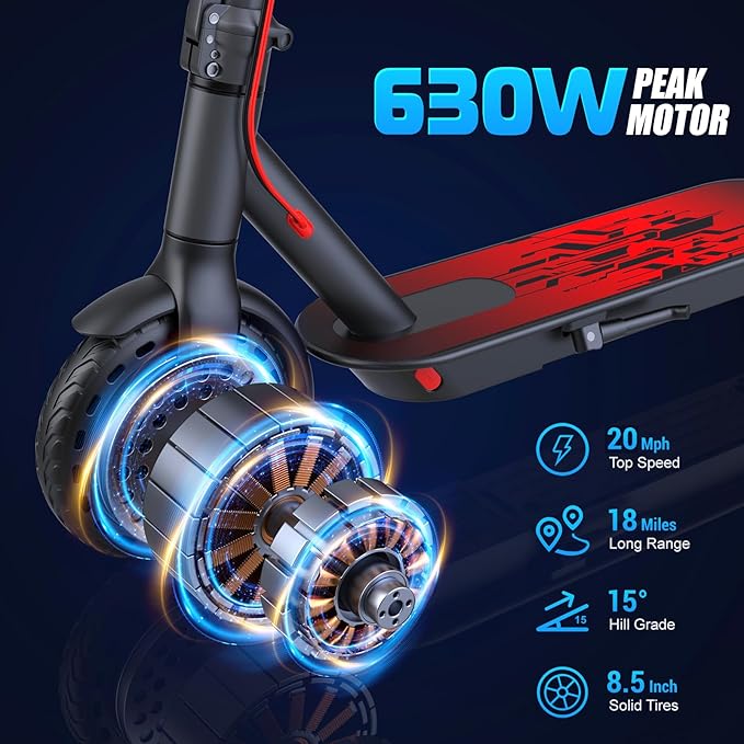 Caroma Electric Scooter Adults, Powerful 350W/500W/750W Motor, Top Speed 20/25 Mph & 18/25/30 Miles Range, 8.5" Solid Tires, Cruise Control E Scooter for Adults (Multiple Options)