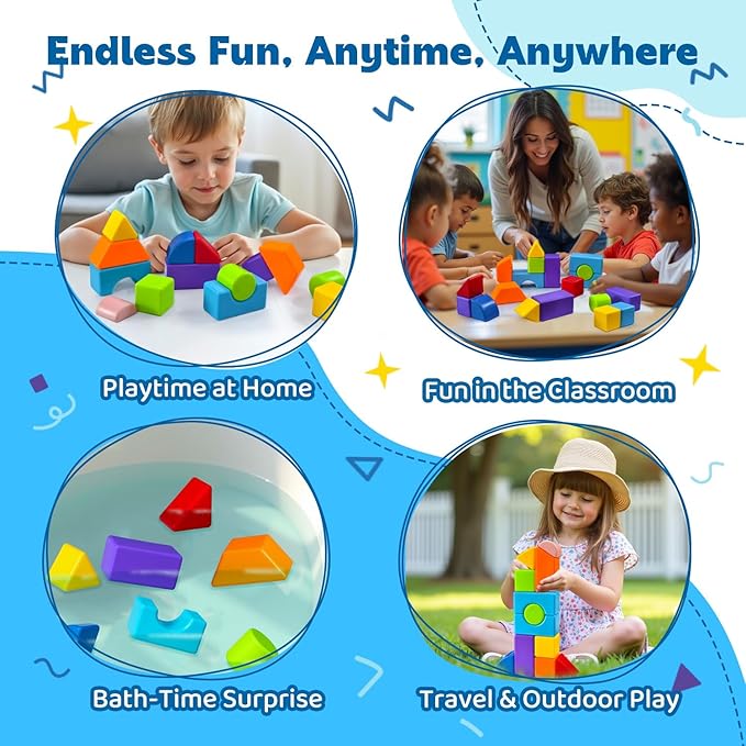 Magnetic Building Blocks, 37PCS Magnetic Blocks for Kids Ages 4-8, 3D Multi-Shape Stacking Blocks, Sensory Montessori Magnet Cubes Toys for Boys & Girls Ages 4+