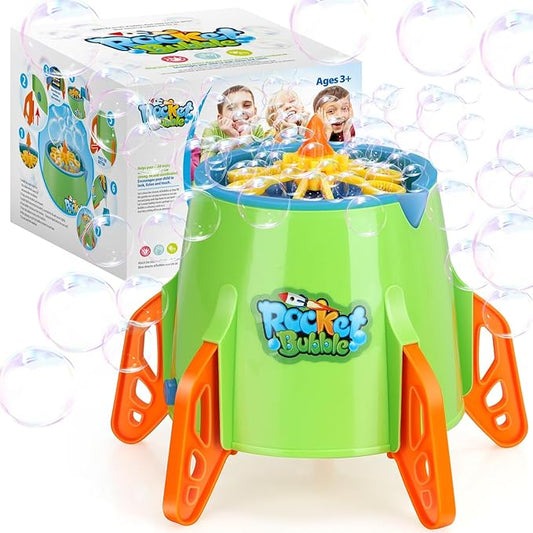 Bubble Machine Rocket with Bubble Solution, Boy Toys Age -3, Automatic Bubble Blower, Bubble Maker for Toddlers Kids Outdoor Indoor, Gifts for 3 4 5 6 7 8 Year Old Boys Girls