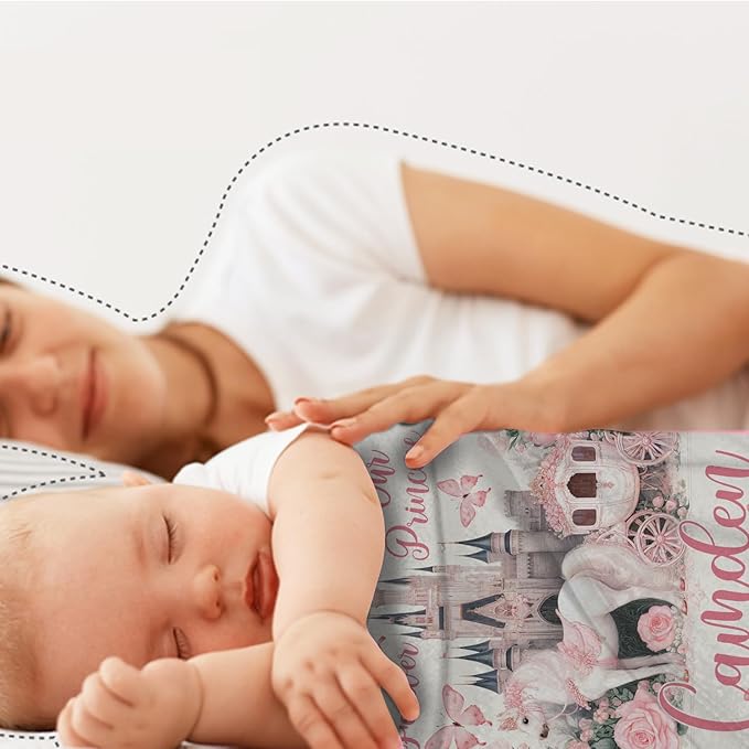 Zocoshi Personalized Princess Blanket - Custom Newborn Photo Prop, Fairy Tale Nursery Decor, Cozy Crib Keepsake, Perfect