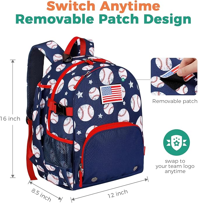 Choco Mocha Kids Baseball Bag, Large Youth Baseball Backpack Softball Bag for Girls T-Ball with Bat Holder