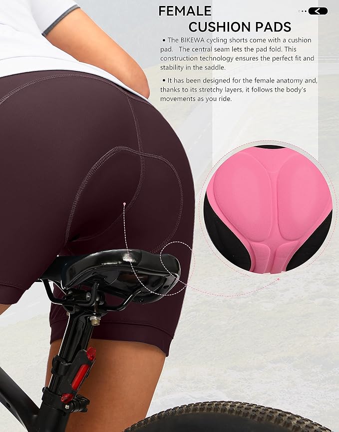 Women's 4D Padded Bike Shorts 5"/7" Riding Underwear Cycling Bicycle Road Biking Cycle Shorts for Women Zipper Pockets