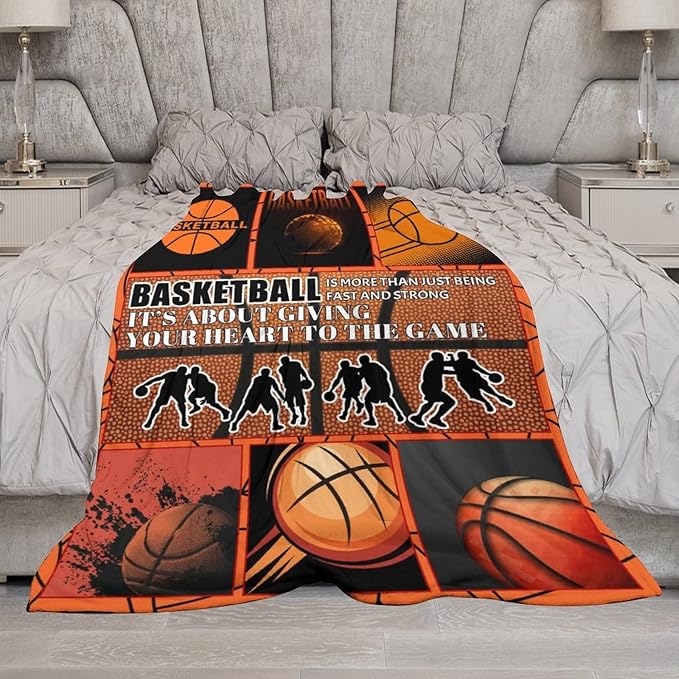 Basketball Blanket for Girls, Basketball Gifts for Boys, Sport Throw Blankets for Team Daughter & Son, Kids Throws for Couch Sofa Home Decor (30x40 Inch)