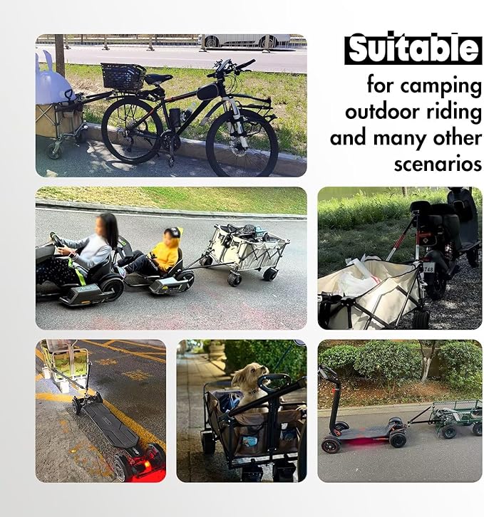 Bike Trailer Connector, Portable Folding Bicycle Trailer with Quick Release Clamps for Rear Carrier and Garden Cart