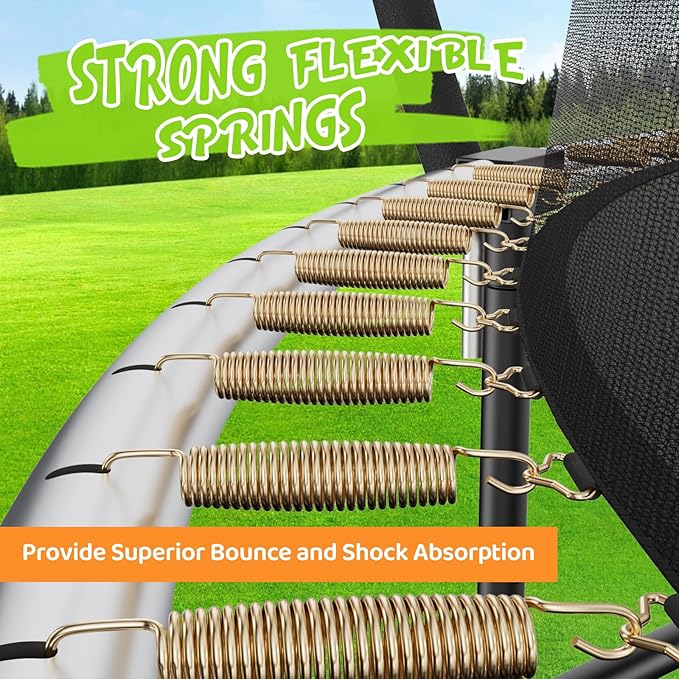 Gigu 10FT 12FT 14FT 15FT 16FT Recreational Trampolines with Enclosure Net and Ladder and Anti-Rust Coating, ASTM Approved Trampoline Outdoor for Kids and Adults Outdoor Yard Trampolines