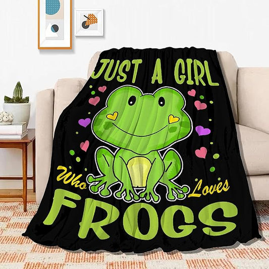 Cartoon Frog Blanket -50"x40" Small for Kids Just Girl Who Loves Frogs Soft Blankets and Throws Flannel Cozy Lightweight Quilt Gift Perfect for Bed Sofa Couch