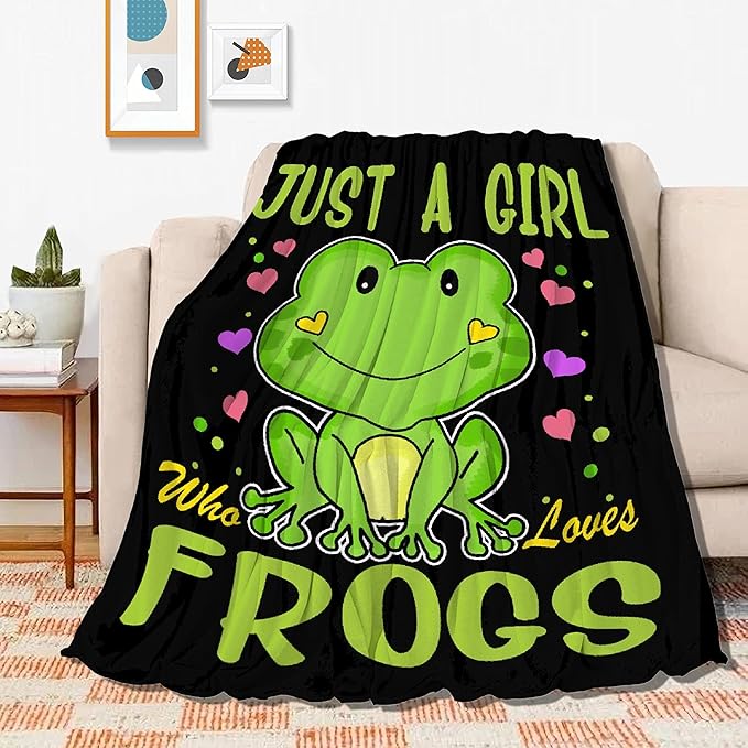 Just Girl Who Loves Frogs Blanket Soft Blankets and Throws Flannel Cozy Lightweight Quilt Gift Perfect for Bed Sofa Couch-40 x30 Extra Small for Pets
