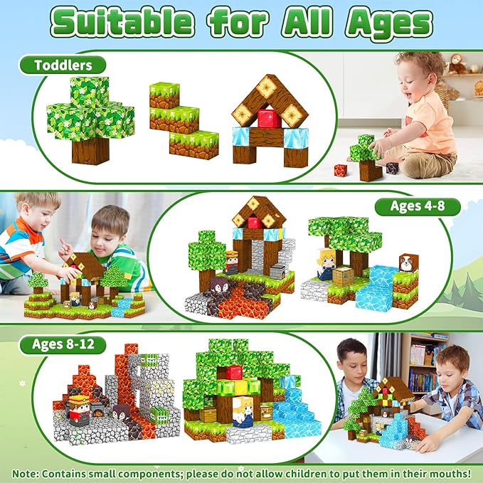 Magnetic Blocks, 100 PCS Magnetic Building Blocks Cubes - Stacking Magnet Toys for Kids Toddlers Ages 4-8 8-12, Magnetic Tiles STEM Toys Christmas Birthday Gifts for Boys Girls (0.8IN/2CM)