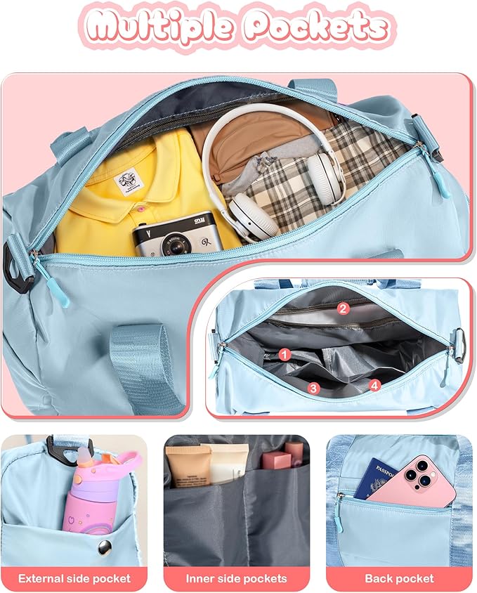 Birthday Gift for Daughter-Girl Gym Bag with Shoe Compartment, Kid Personalized Weekender Ballet Bags, Initial Travel Tote with Makeup Pouch, Girls Cheer Up Gifts (Letter A)