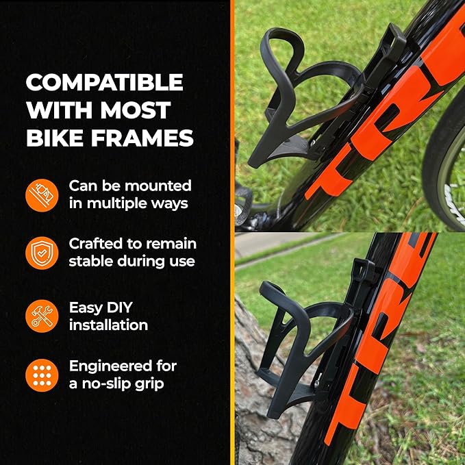 Insulated Bike Water Bottle with Bottle Holder, No Screws, Mountain Bicycle Accessories, for Sport Outdoor Cycling, MTB Road, Universal Cup Holder, Durable, Kids, Adults (Black)