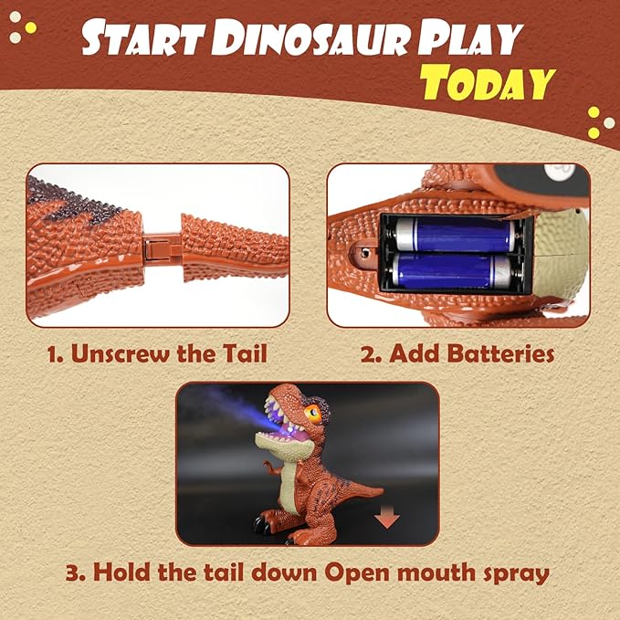 Dinosaur Toy for Kids Ages 3-7 - Best Birthday Gifts for 3 4 5 6 7 Year Old Boys, Electric Dino Toy with Mist Spray & Roaring Sounds