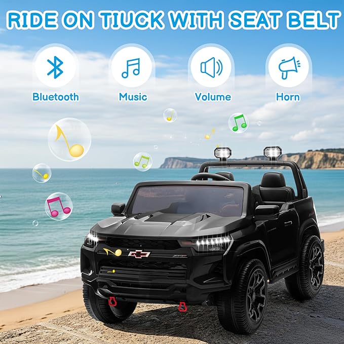 Winado 24V Licensed Colorado Electric Car for Kids, Ride on Toys for Toddlers with Remote Control, 2 Seater Electric Car Ride On Vehicle w/Bluetooth, Soft Start, LED Lights - Black